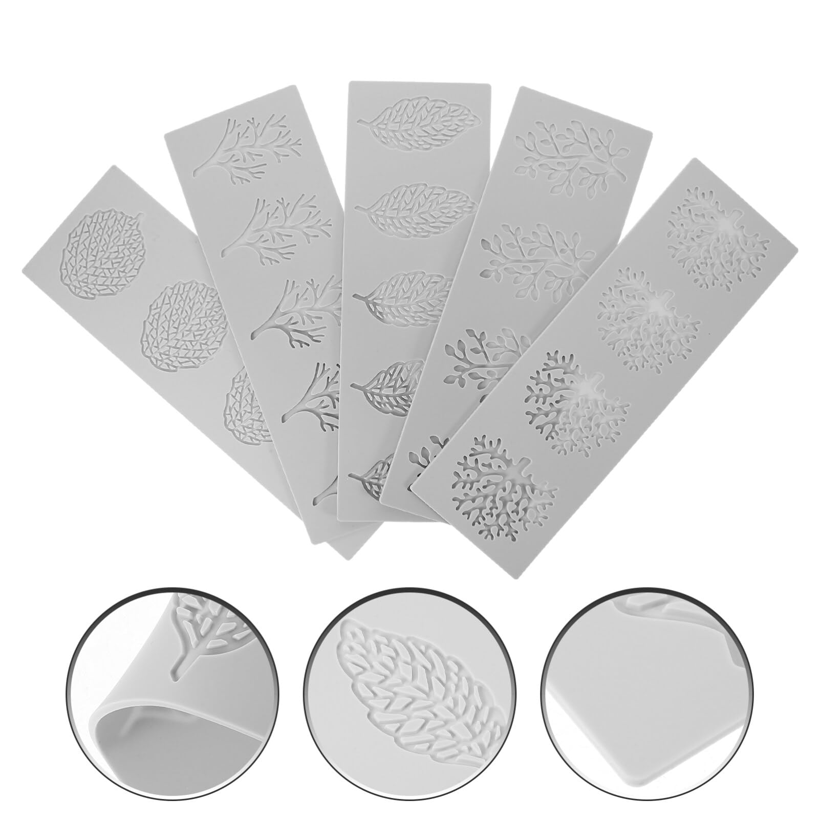 Moule à Fondant en Silicone Feuille 5 Pièces pour Décoration