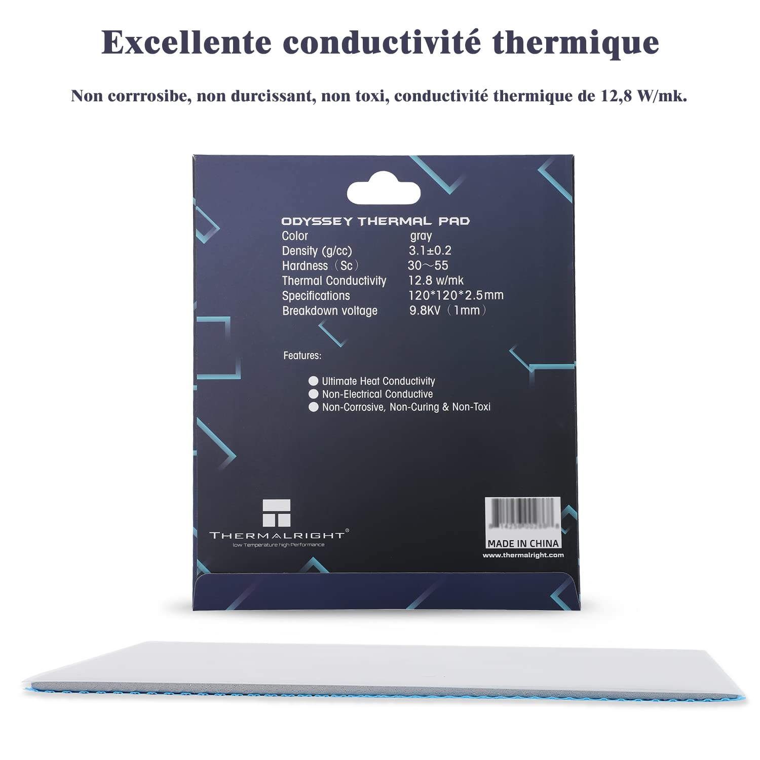 Coussinets Thermiques 12,8 W/mK - Silicone Non Conducteur Pour Refroidissement PC, GPU, SSD, 120x120x2,5 Mm - 14