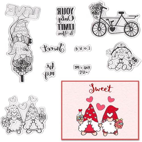 Miniatura 8 de Hying Gnomos de amor para el día de San Valentín sellos transparentes para hacer tarjetas globos de flores bicicletas sellos de goma transparente