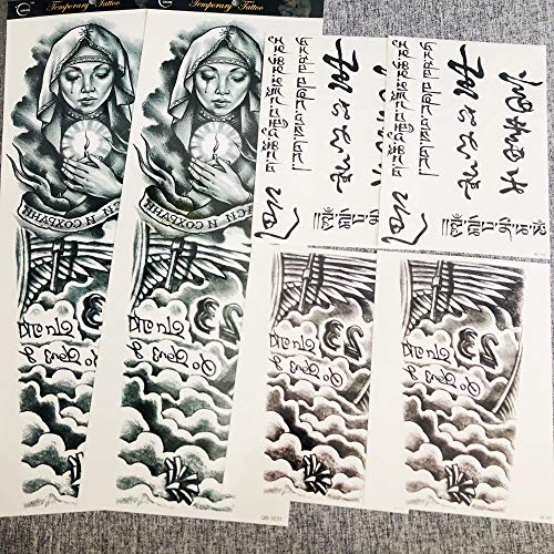 Kotbs 6 Sheets Temporary Tattoos for Men Women Neck Arm Body Tattoo Sticker Body Art Make up Temporary Tattoo Custom Paper Transfer Fake Tattoo