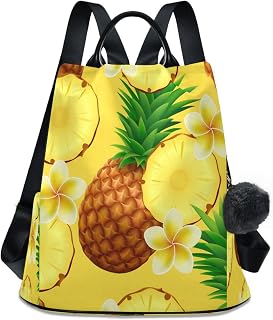 Women Tropical Pineapple Backpack Purse Waterproof Anti-theft Casual Shoulder Bag Fashion Ladies Satchel Bags（569）, Tropical Pineapple, 13.4 X 5.9 X 15 inch