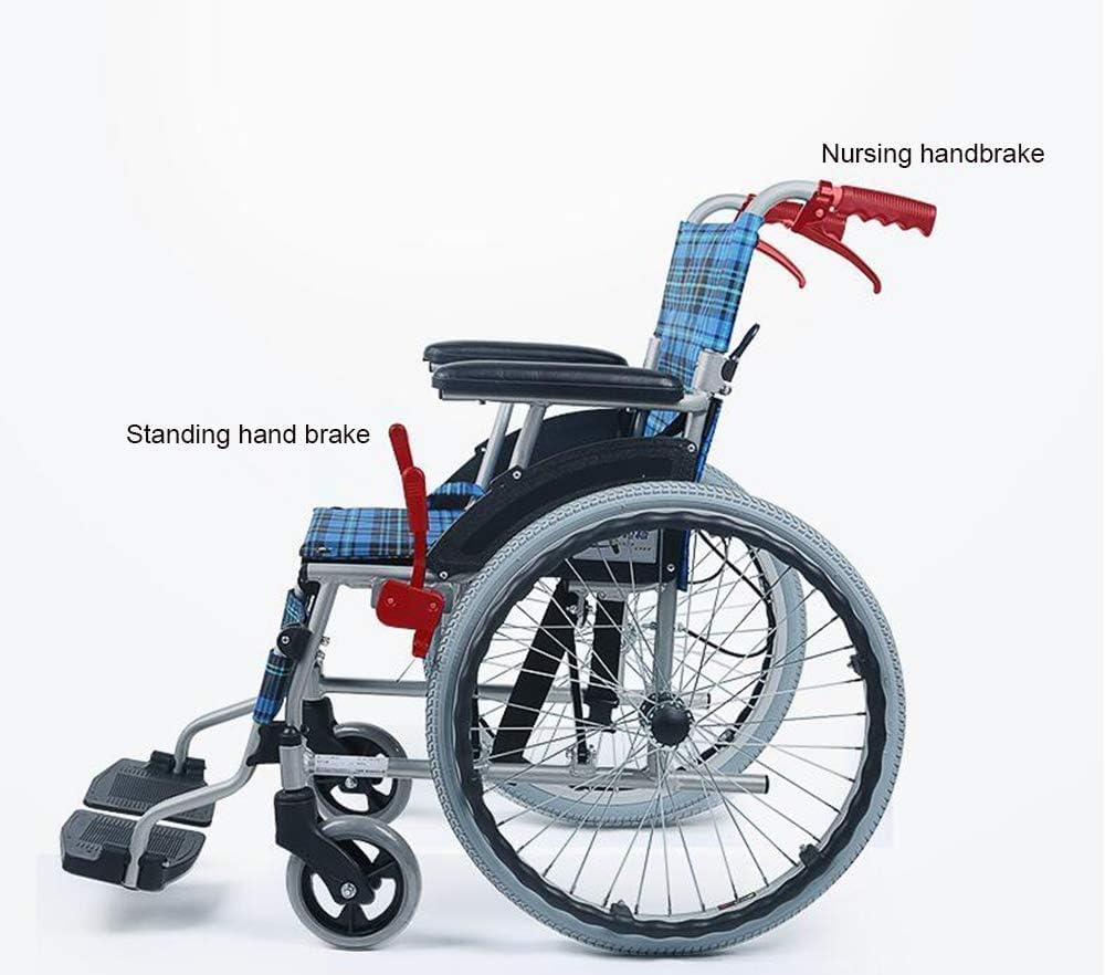 Silla de Ruedas Manual, Carrito portátil Ultraligero, Plegable, para Personas Mayores, Silla de Ruedas ensanchada de aleación de Aluminio para Personas Mayores