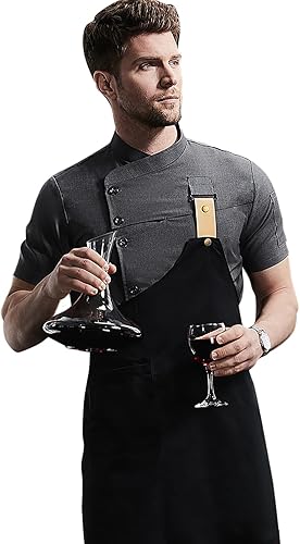 Miniatura 2 de Set de Uniforme de Chef para Hombre, Chaqueta de Chef con Ventanas Ocultas y Transpirables (Chamarra+Delantal)
