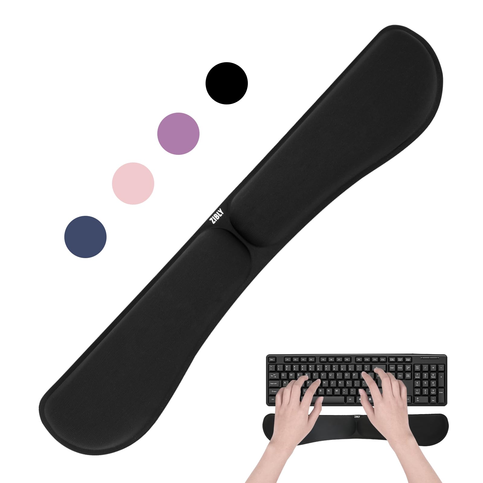 ZIBLY Keyboard Wrist Rest - Anti-Skid Non Slip Ergonomic Wrist Support for Keyboard - Easy Typing, Pain Relief - Wrist Rest Keyboard Premium Memory Foam for Work from Home Gaming Computer Laptop