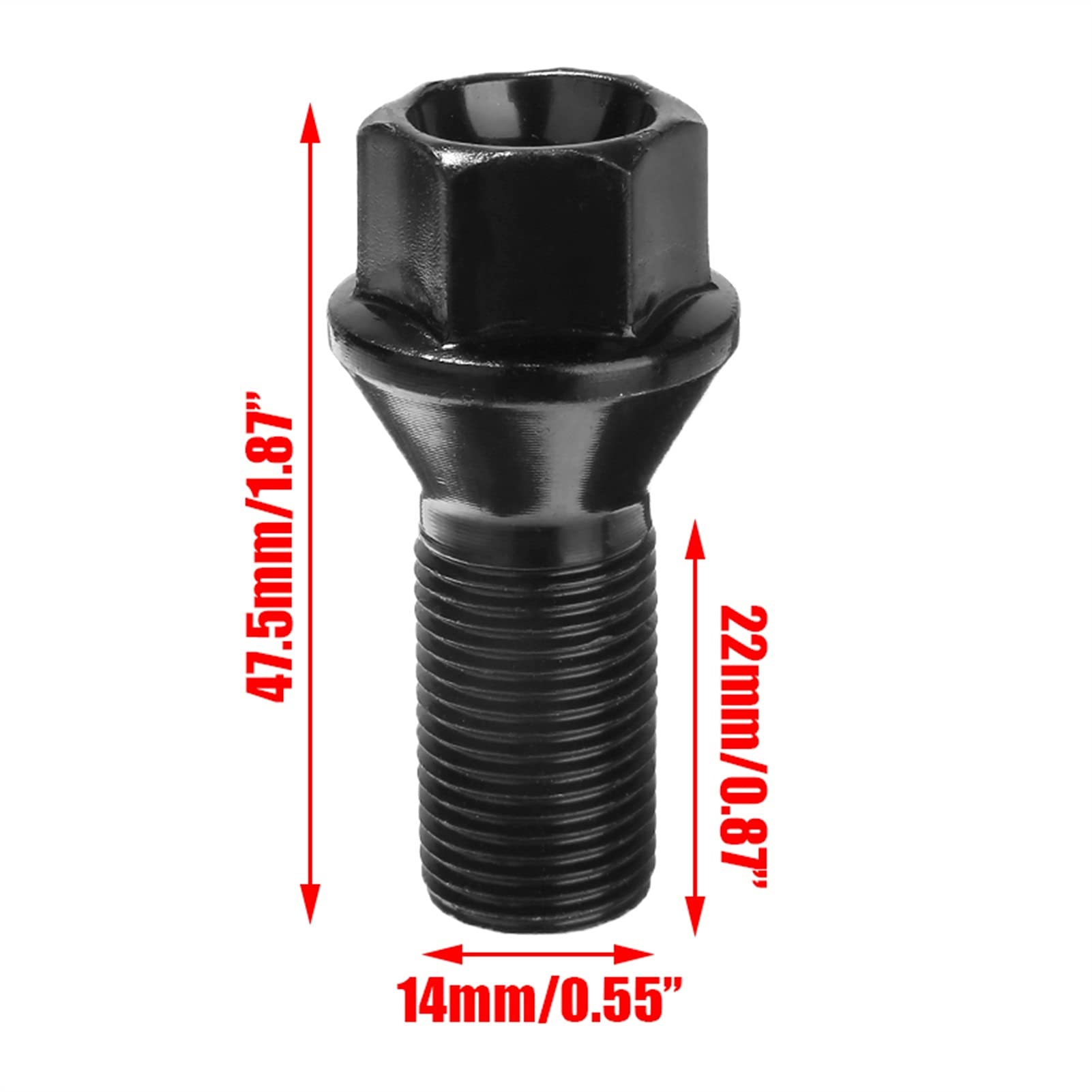 aluminiowe śruby do kół, 4 szt. Czarna śruba z łbem koła M14x1,25, OEM 36136781151, pasuje do BMW X3 X5