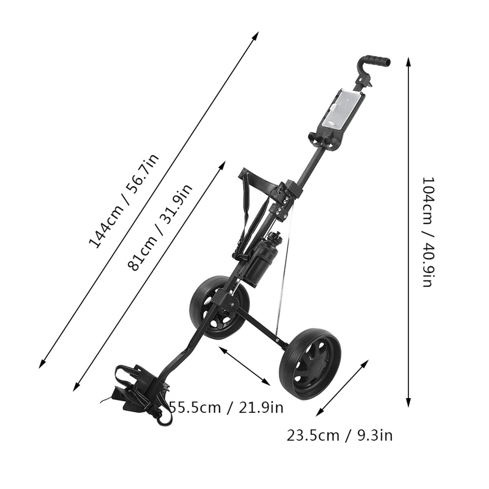 Alomejor Faltbarer Golftrolley, Multifunktionaler 2-Rad-Schiebe- und Ziehwagen mit Abnehmbaren Rädern für Golfausrüstung