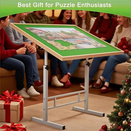 Miniatura 6 de Puzzle Table 1500 Pieces Wooden Jigsaw Puzzle Table with Legs Height Adjustable & Angled Tiltable Puzzle Tables for Adults Folding Puzzle Board