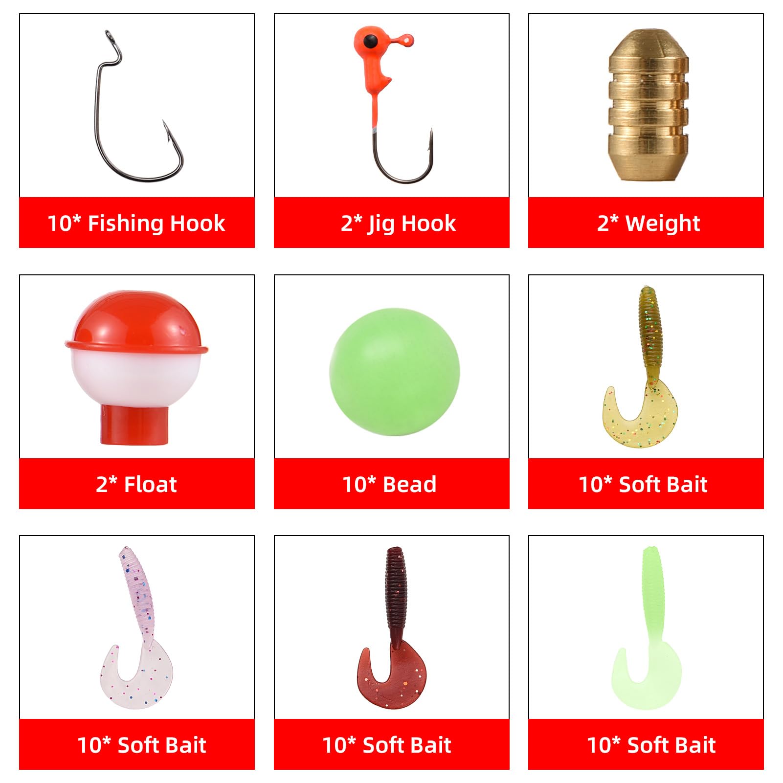 HUIOP Canne à pêche télescopique pour Enfants, Kit combiné avec Moulinet et leurres, Lignes de pêche, hameçons