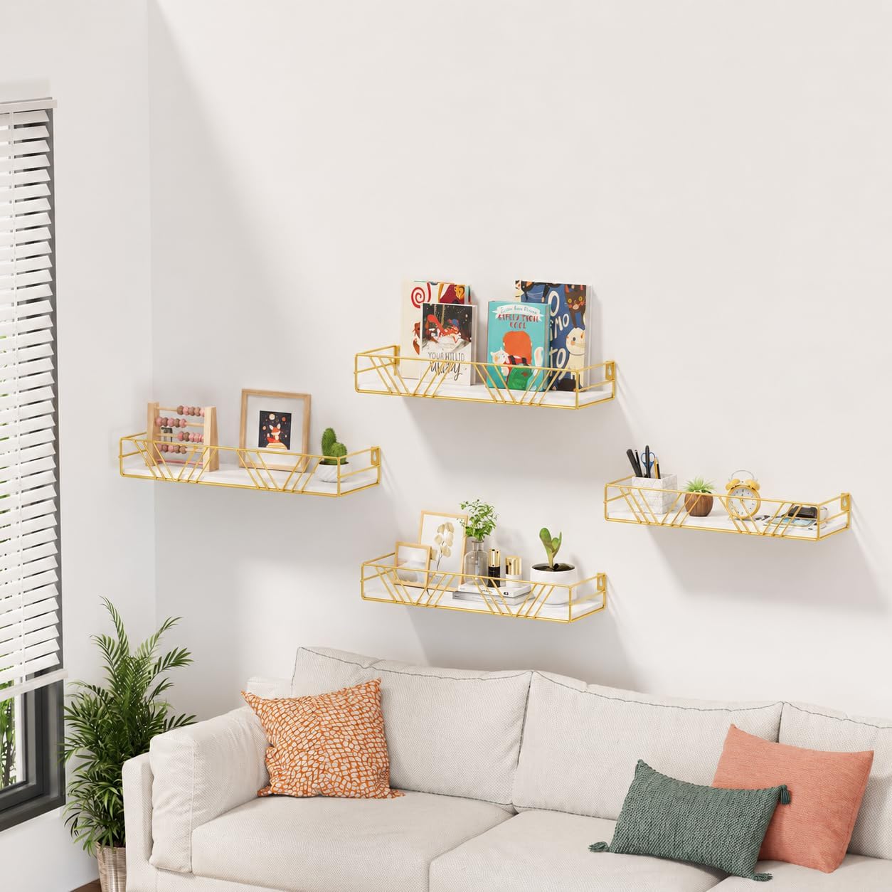 Amaoot Floating Shelves for Wall Set of 4, Wall Shelf Wood Floating Shelf | Different Sizes Mounted Wall Shelves for Living Room,Bedroom, Bathroom, Kitchen, Farmhouse Decor, Office