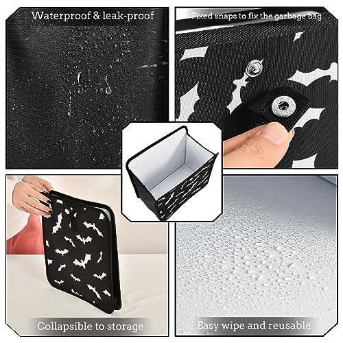 Image of Bat Car Trash Can Black Foldable Hanging Bin Auto Garbage Can Leak-Proof Organizer(Large)