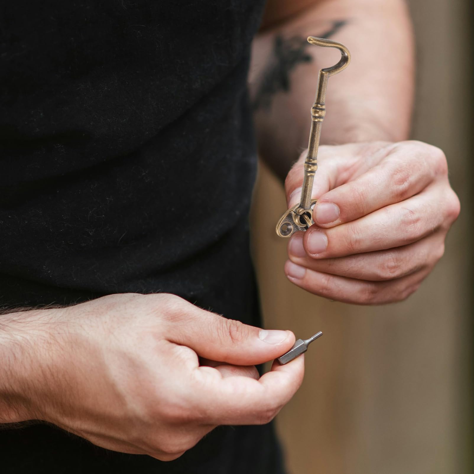 Levemolo Heavy Duty Hook and 4.1in Brass Door Latch Hook Set for Gate Window and Interior Use