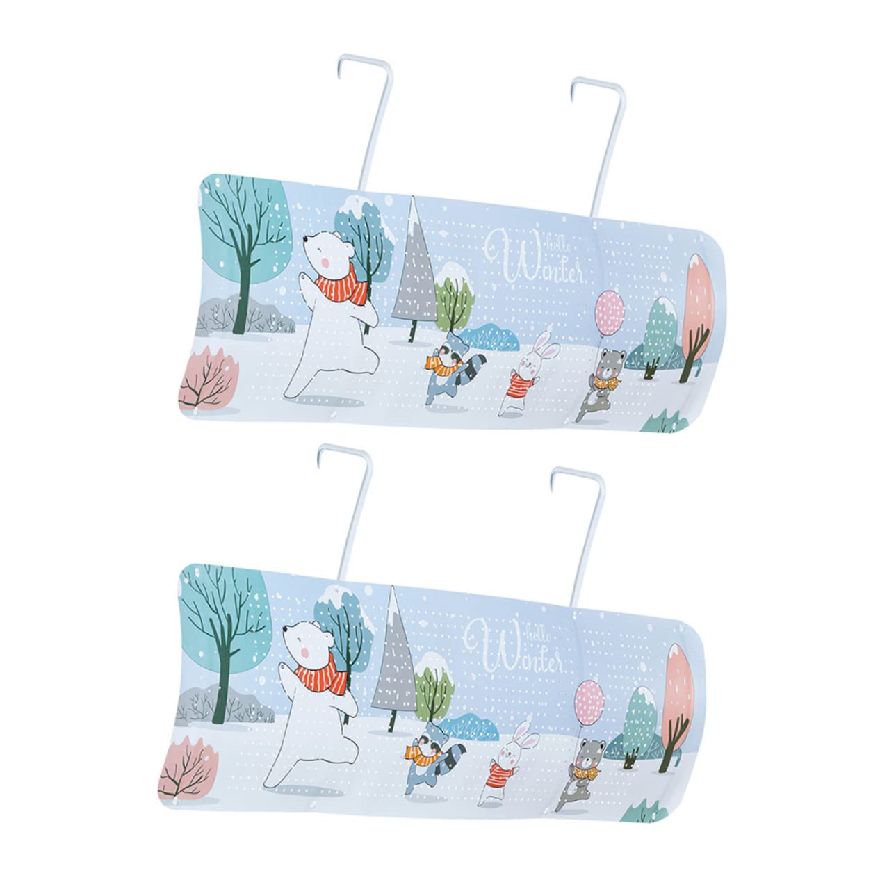 Hoement 2pcs Air Conditioner Windshield Draft Stoppers for Windows Aire Acondicionado De Pared Wind Wing Deflector Baffle Guide Abs, White, 90X27X3CM