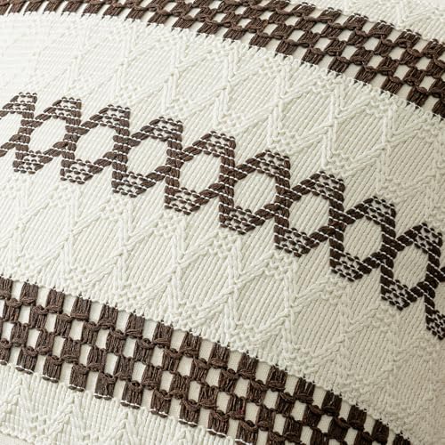 Image of MIULEE Set of 2 Dark Brown Boho Decorative Pillow Covers 18x18 Inch | Fall Farmhouse Couch Throw Pillows Modern Spring Cotton Cushion Covers Macrame Woven Home Decor for Bed Sofa Chair