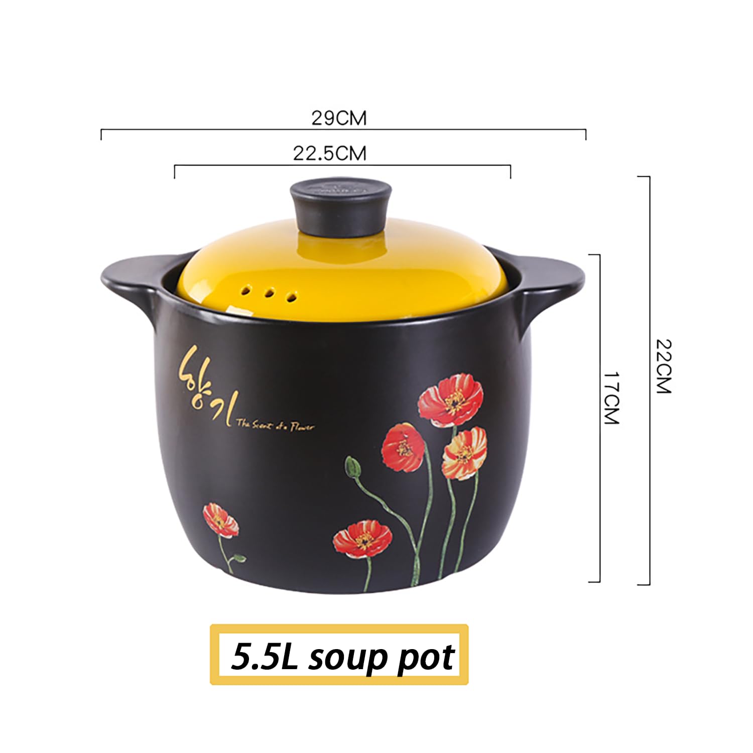 latas de cerámica, Tapa Olla Caliente for Estofado Chino, Sopa De Leche Arroz(5.5l)