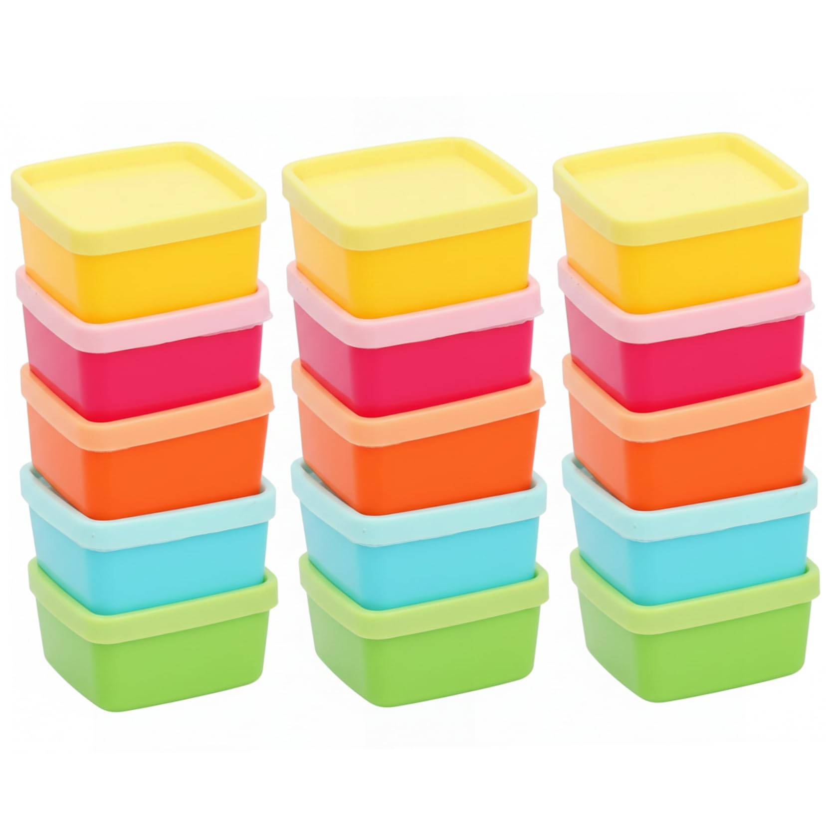 Xoeryoy Mini Containers with Lids, 15-Pack Small Plastic Food Storage Containers Stackable Airtight Tiny Box for Snacks, Spices, Nut, Fruits, 5 Colors
