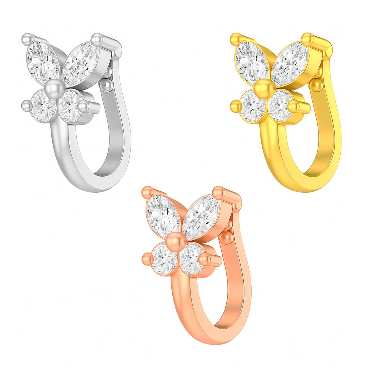 Fashions Without Piercing Nosepin Clip on Pressing type Nath Nose Ring Stud for Women & Girls-image-41