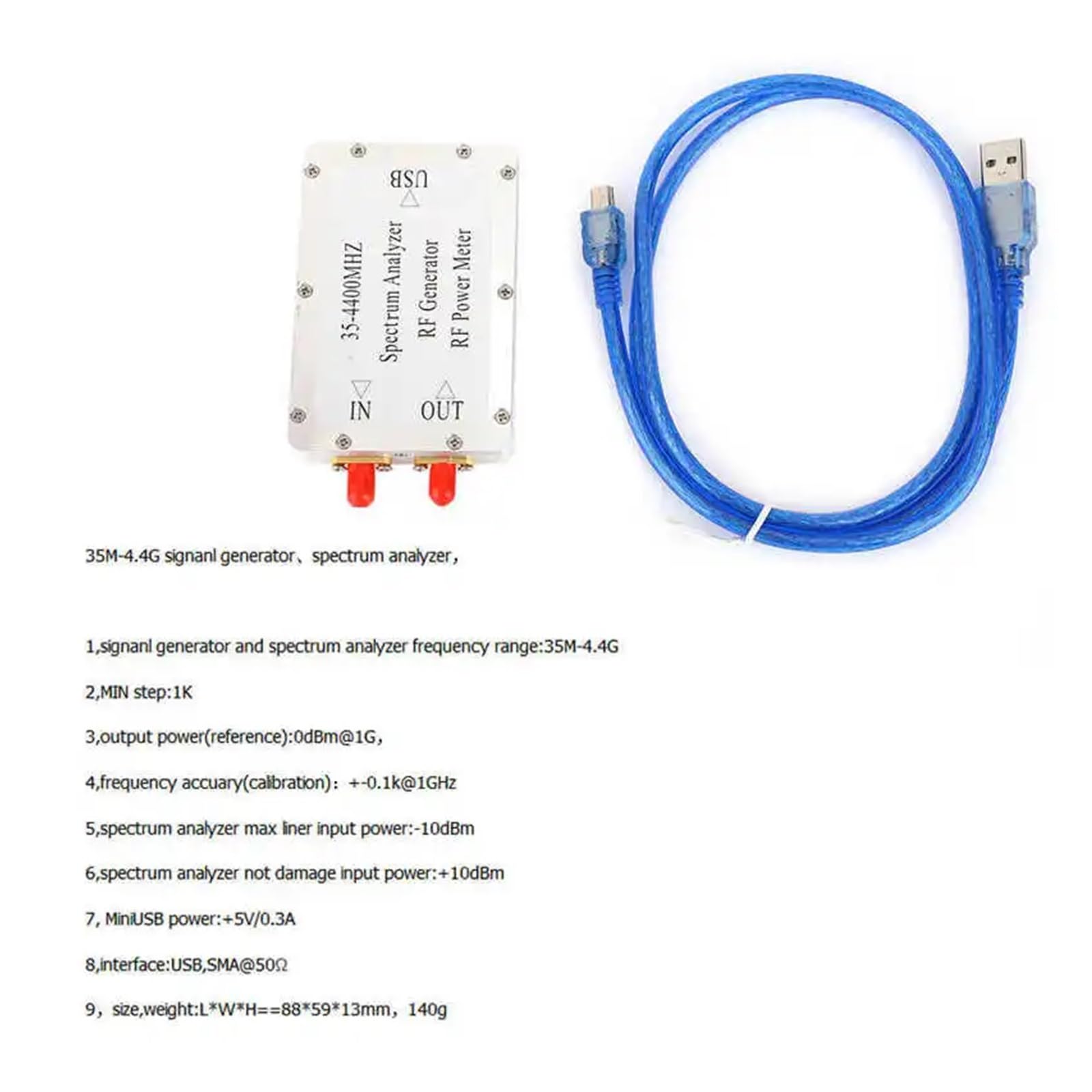 Analizator widma 35-4400 MHz CNC obudowa ze stopu aluminium, źródło przemiatania, miernik mocy,Potężne Funkcje