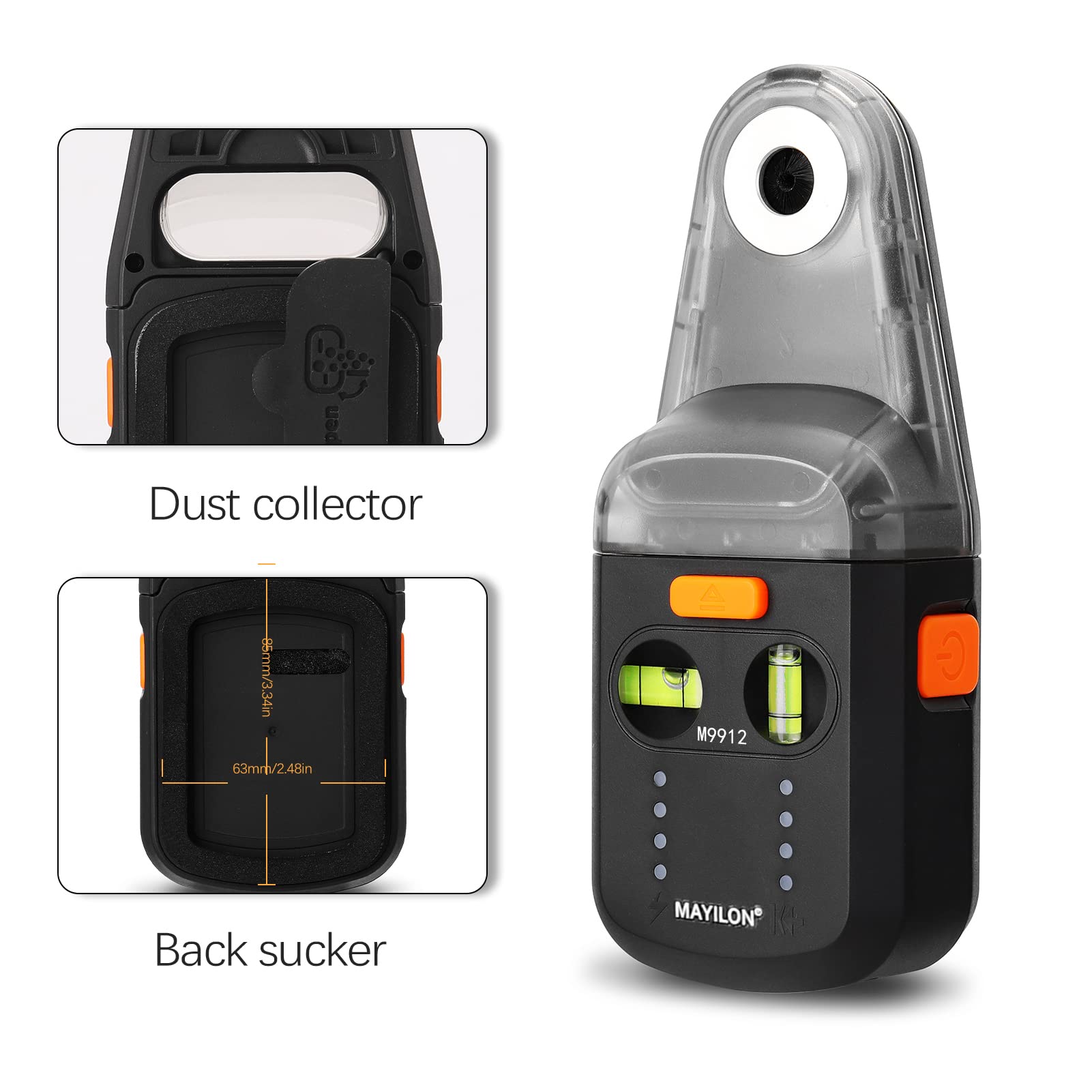 Elektrischer Bohrstaubsammler Laser Level 2 in 1 Funktionen Haushalt Wand Elektrosauger Vakuum Bohrstaubsammler Staubreinigung Saugwerkzeuge mit Laser Level Funktion 5KG