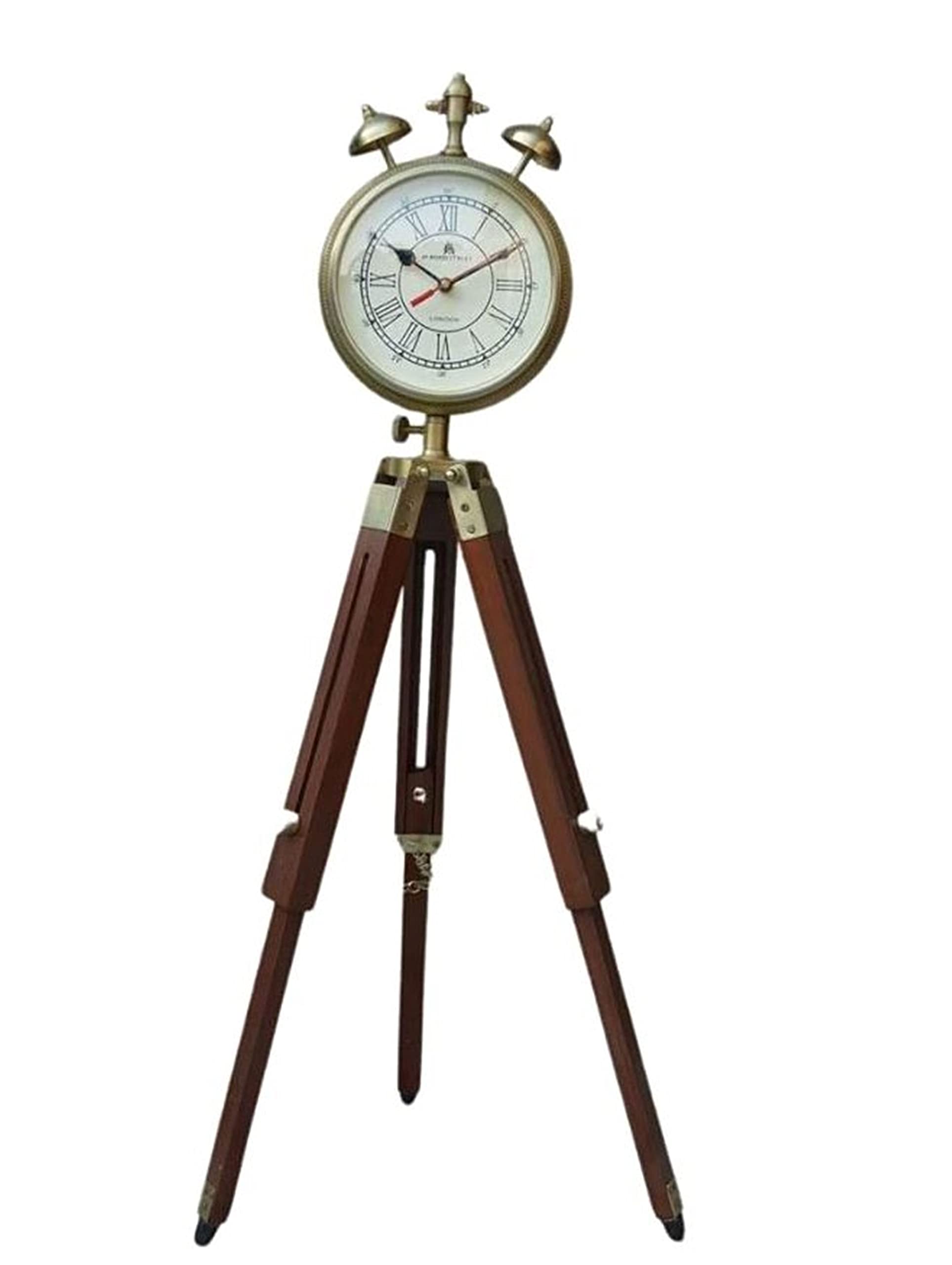 Vintage Standing Floor Clock Office Clock Wooden Tripod Clock Living ...