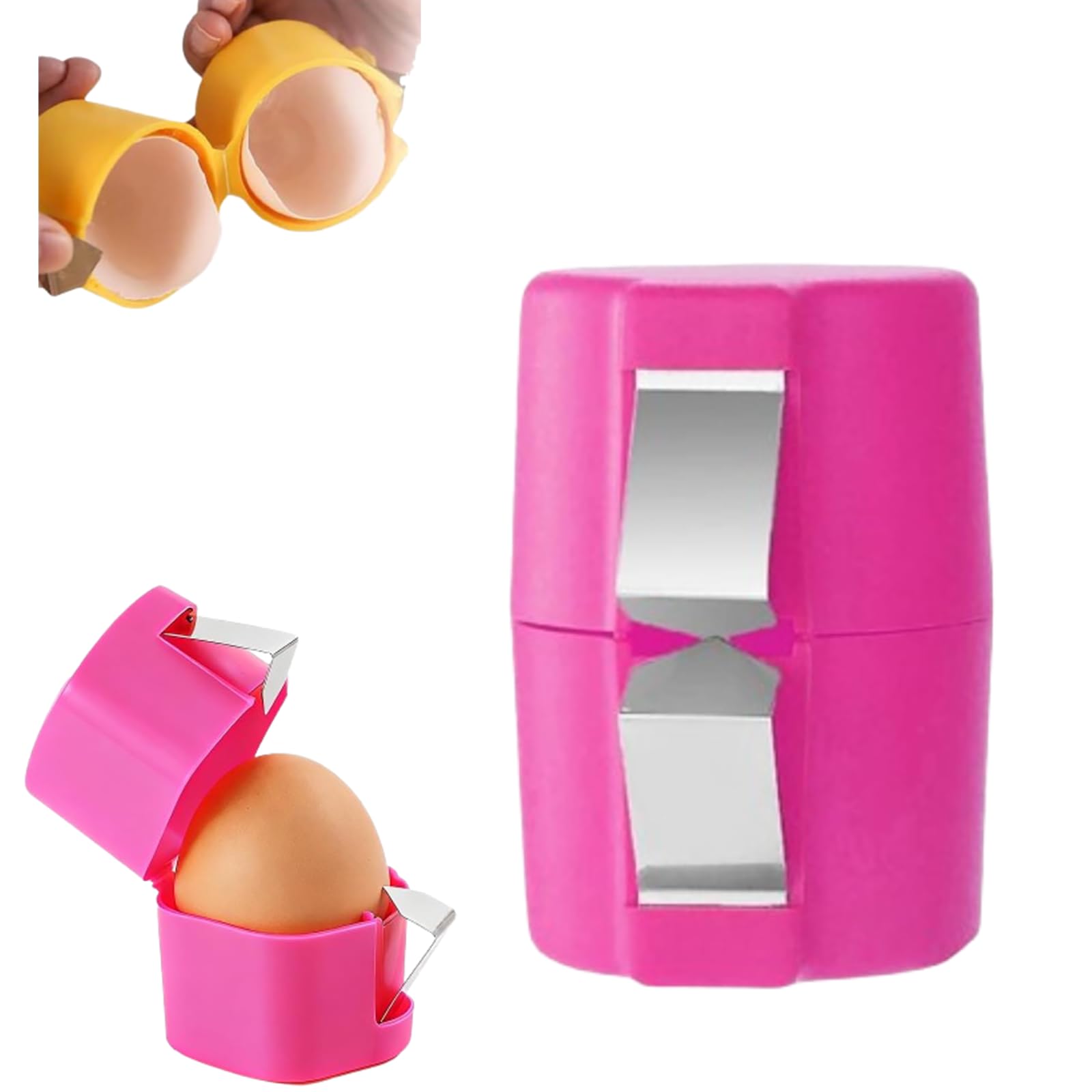 Egg Shell Opener, 2026 New Upgrade Multifunctional Handheld Egg Opener for Hard Boiled Eggs, Stainless Steel Eggshell Breaker Egg Shell Cutter Kitchen Gadgets (Pink, 1pack)