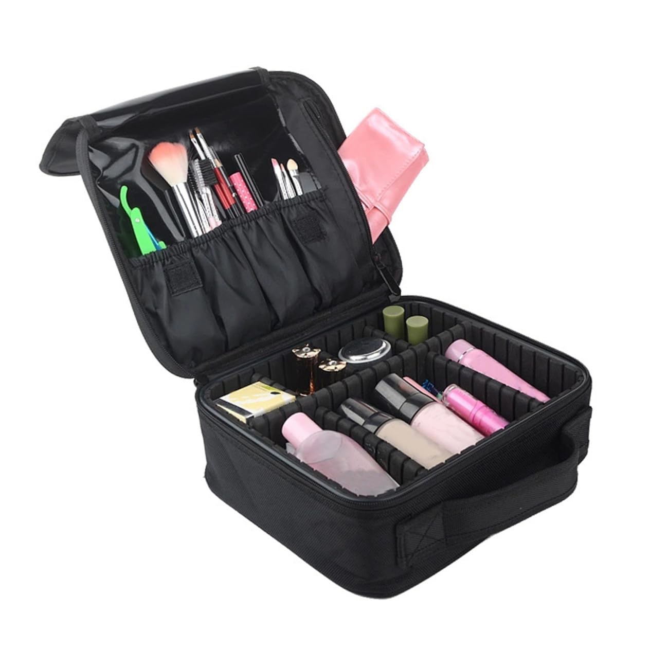 PACKOVE Borsa per Cosmetici Portatile con Scomparti Regolabili Valigetta Viaggio per S