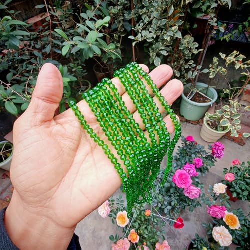 Image of 6mm Rondelle Glass Beads for Jewelry Making, Faceted Briolette Crytal Spacer Beads for Bracelet Necklace Earring, Grass Green 720pcs