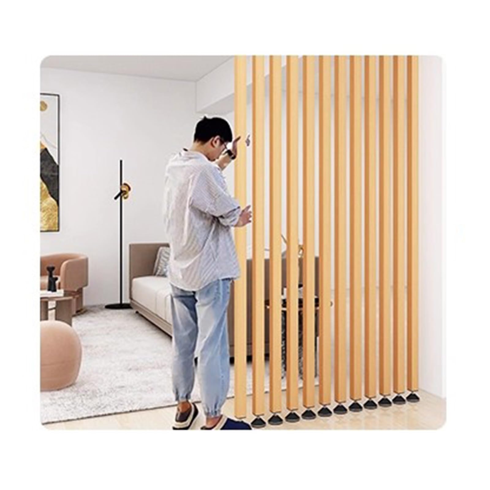 Floor to Ceiling Wall Post Partitions Screens， Adjustable Floor To Ceiling Room Divider Posts Metal Slats, 100-240cm, Office Loft(7root,190cm/74.8in/6.23ft)