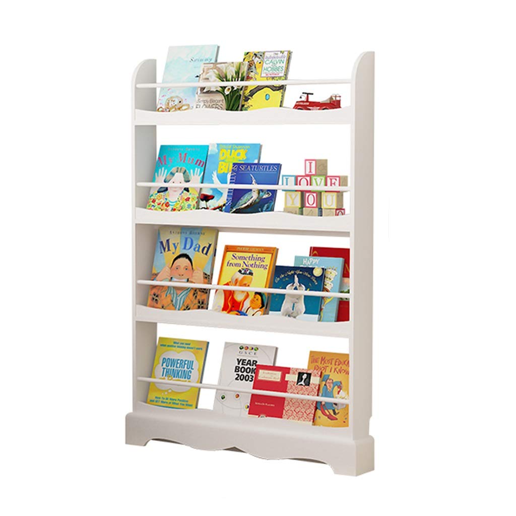 Estante para Libros Estantería Simple de Suelo estantería de Madera Maciza Soporte de Libro ilustrado Biblioteca de Madera Maciza (Color : Blanco, Size : 83x14x133cm)