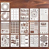16 Stück Bullet Schablonen Set Wiederverwendbare Planer Vorlagen Buchstaben Schablone Journaling Scrapbook Zubehör für Notizbuch Dekoration Tagebuch Kalender Scrapbook Planer Fotoalbum