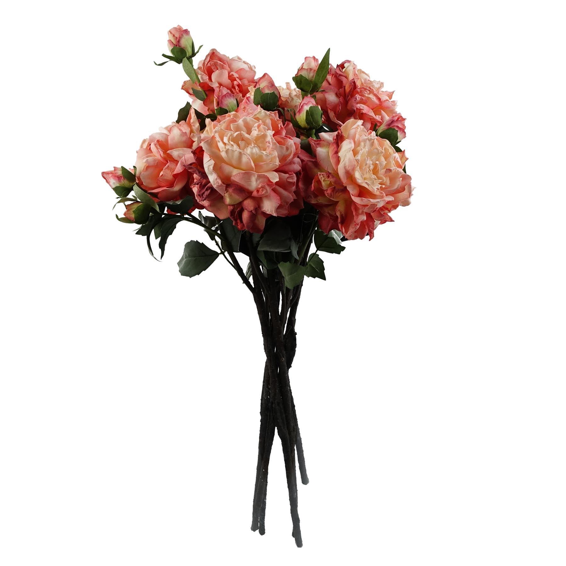 6 x 60cm Pink Peony Artificial Flower Stems - Leaf