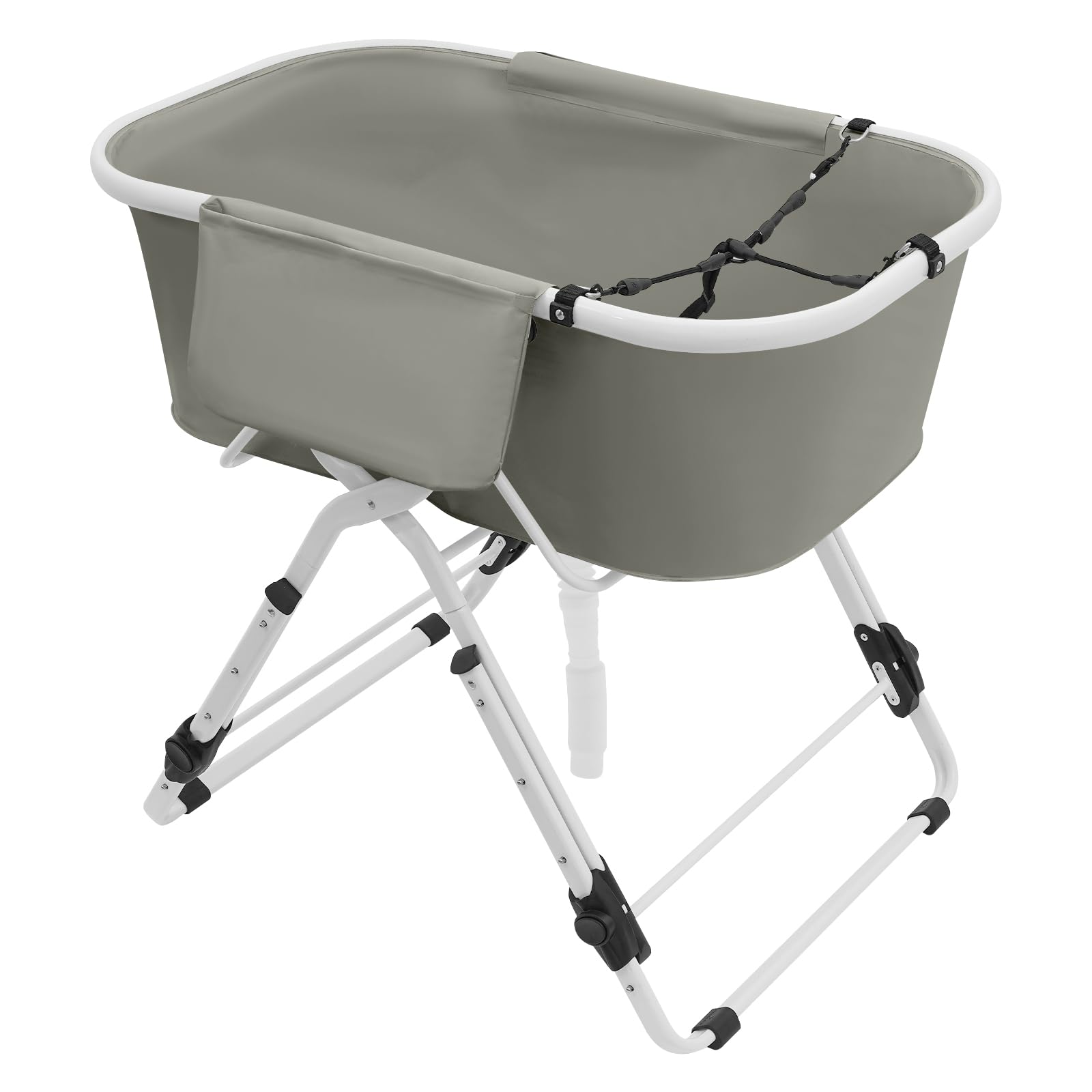 Hundebadewanne, Hundedusche für Kleine und Mittelgroße Hunde und Katzen, Badewanne mit Gestell, Erhöhte und Zusammenklappbare, Effiziente Entwässerung, Grau