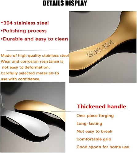 Miniatura 4 de 5 cucharas de mango corto, mini cucharas de acero inoxidable gruesa pequeña cuchara redonda para condimentos de sal, postre y café (negro)