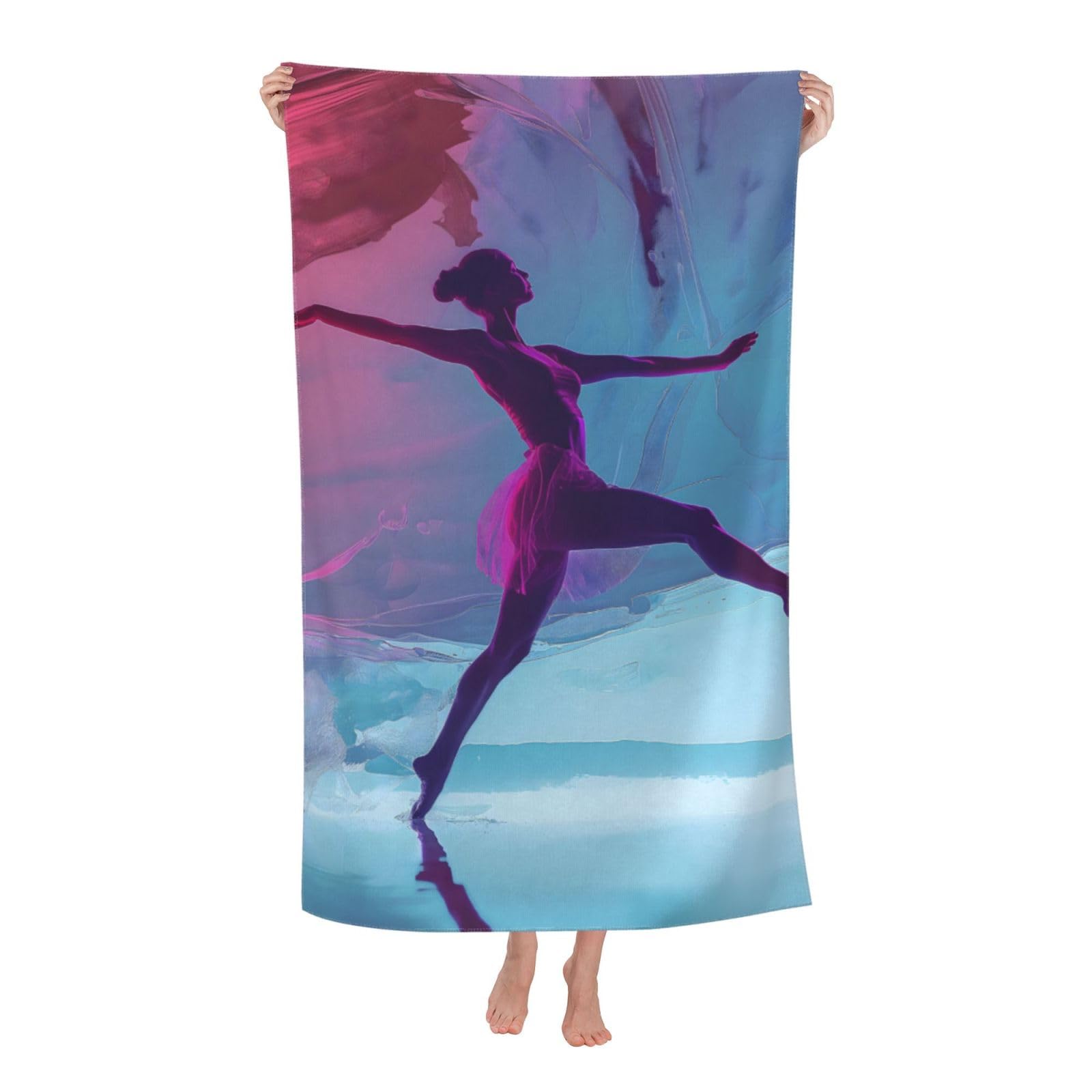 HLBSDM Ballet Dancer Beach Towel 31inx51in Artistic Sand Free Microfiber Bath Towel Ultra Soft Quick Dry Pool Towel Absorbent Towel Lightweight Towel for Swimming Bathroom Decor
