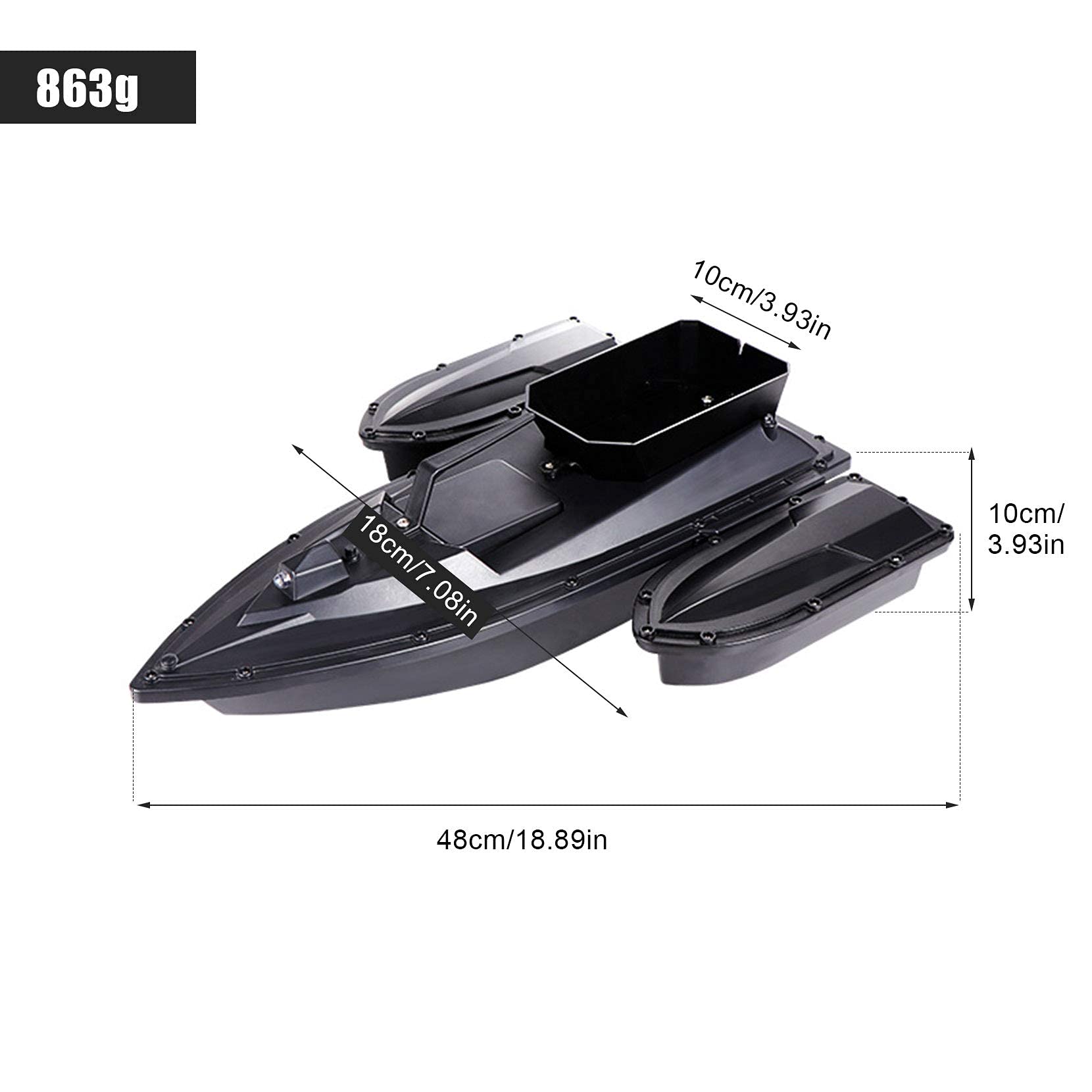 LLQAI GPS Grande boîte à appâts RC Bateau de Nidification de pêche 2.4G