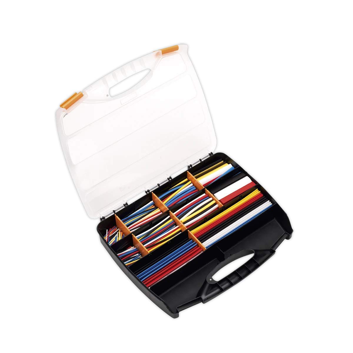 Sealey Black/Blue/Red Hst590mc Heat Shrink Tubing Assortment 590Pc Mixed Colours 50 100 150 & 200Mm