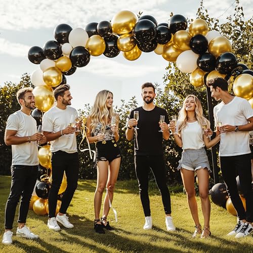 JOYIN 150 Pcs Black Balloons, Different Sizes 18 12 10 5 Inch Black Latex Balloon Arch Kit with Instruction for Birthday Party Graduation Wedding Holiday Decoration - Image 4