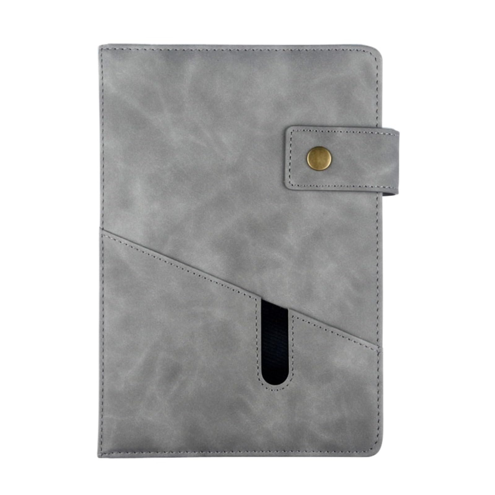 Schreibblock Notizblock A5 Notizbuch Mit Schnappverschluss Aus Kunstleder, Tragbares Geschäfts- Und Reisetagebuch Geeignet für Lernen(Grey)