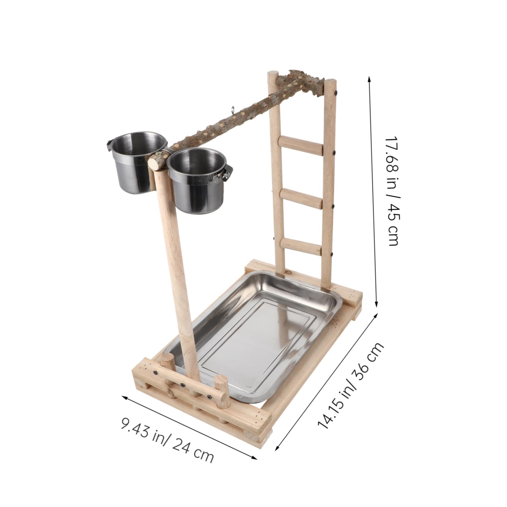 Mipcase Escalera De Madera para Pájaros Escalera De Entrenamiento para Juguete Educativo para Pájaros Comedero De Acero Inoxidable