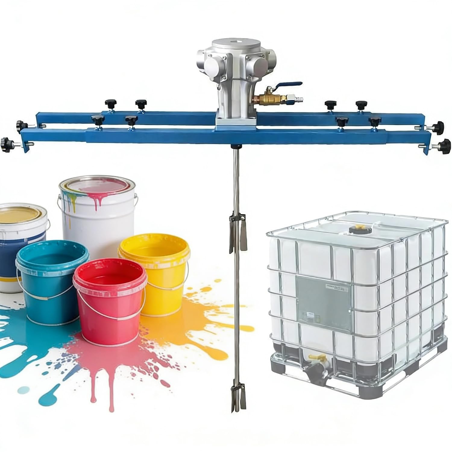 Mezclador de pintura neumático con hélices plegables, ideal para barriles grandes y aplicaciones de disolución de tinta