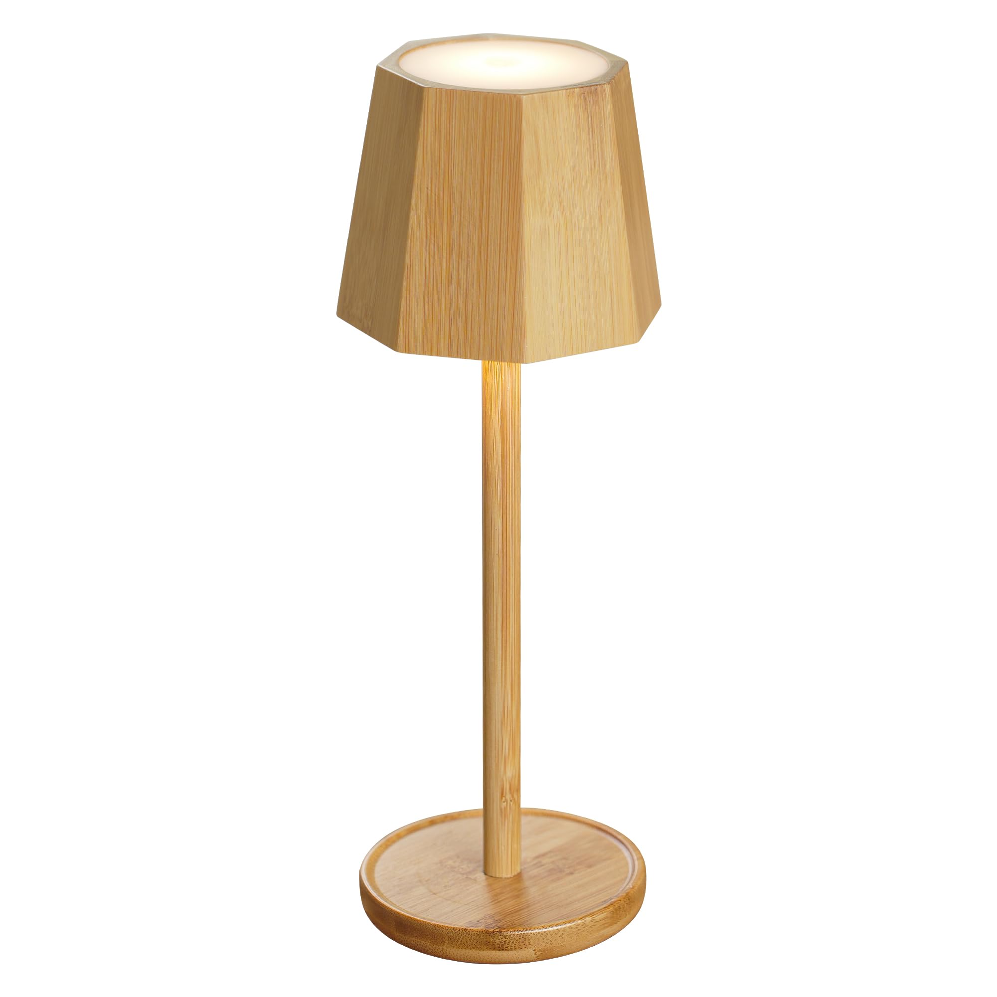 Lámpara LED de Mesa Inalámbrica–Recargable,Touch Dimmerable,Estilo Escandinavo Bohémien en Bambú,Impermeable,Luz Ambiental Portátil para Mesita de Noche,Dormitorio,Sala,Patio-BAMO TL12