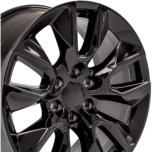 OE WHEELS CV32 20x9 RST Style Wheels - Gloss Black Rims 20 Inch Set of 4, 6x139.7 Wheels - Optional TPMS & 275/55R20 Tires and Rims Packages - Fits Silverado 1500 & GM Full Size SUVs (Set of 4)