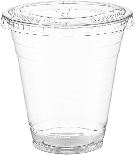 Miniatura 2 de 100 juegos de vasos de plástico de 12 onzas con tapas, tazas para batidos, tazas de batido