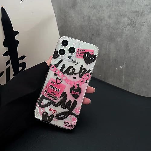Miniatura 3 de Funda para iPhone 13 Pro, funda de TPU suave para iPhone 13 Pro, 6.1 pulgadas, diseño estético con estampado de collage de corazones, diseño