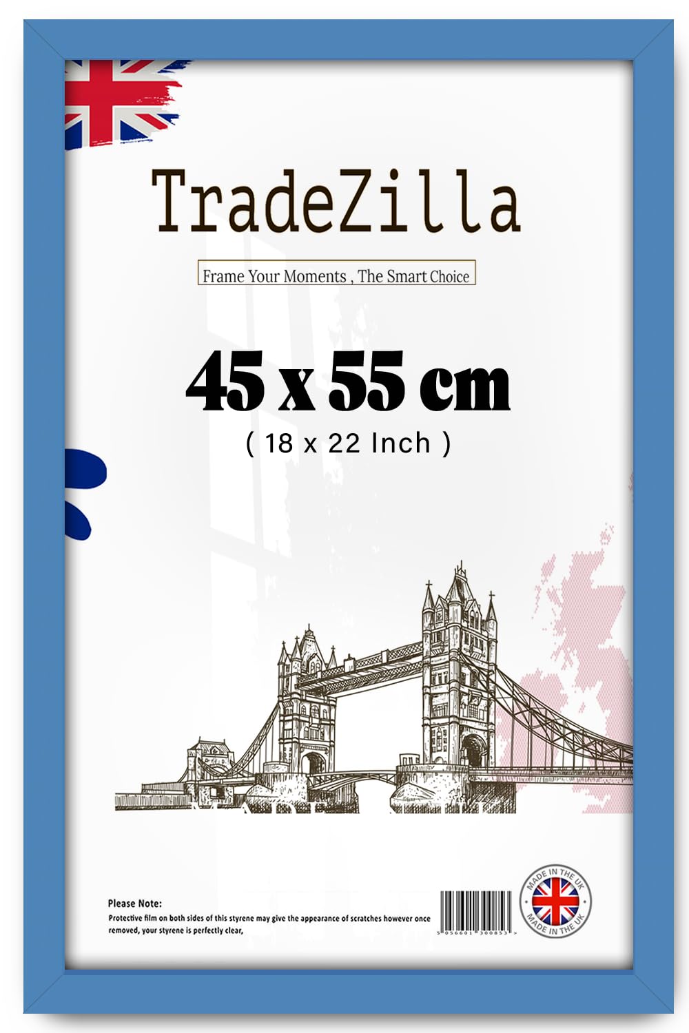 TradeZilla | Durable (45 x 55 CM) Blue MDF Wood Frame 22 x 18 Perfect for Family Photos,Gifts,Weddings,Birthdays 1' 6" x 1' 10" - [ Blue ]