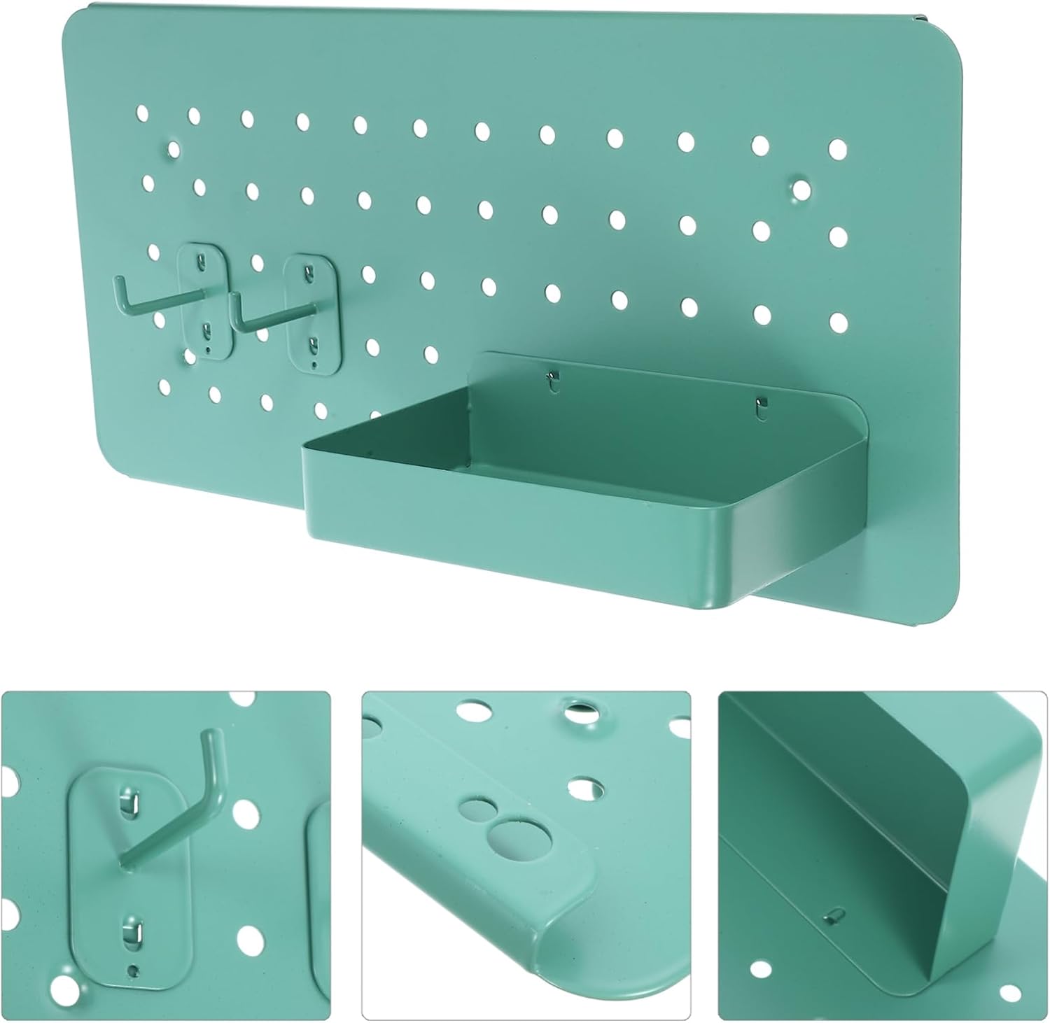 Veemoon Desktop Pegboard Organizer with Storage Box Wall-Mounted Pegboard Storage for Craft Room Includes Hooks for Accessories and Office Supplies