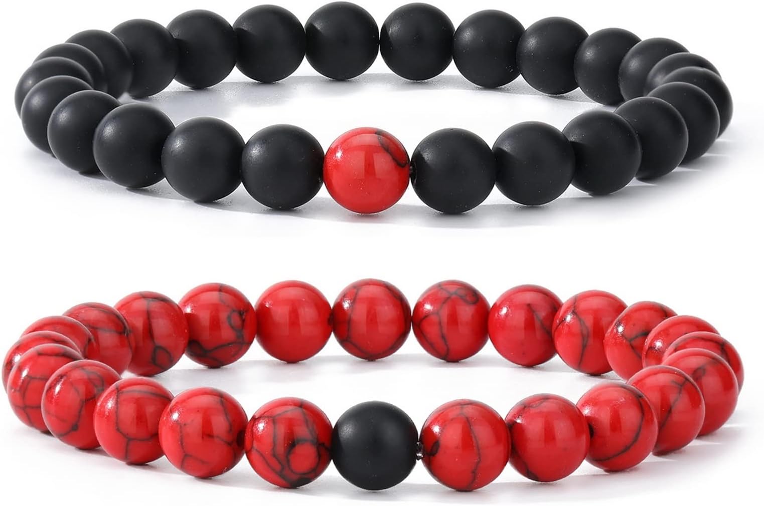 MengPaMens Beaded Bracelets Couples Matching Bracelet Set Lava Rock Beads for Women Stone Jewelry