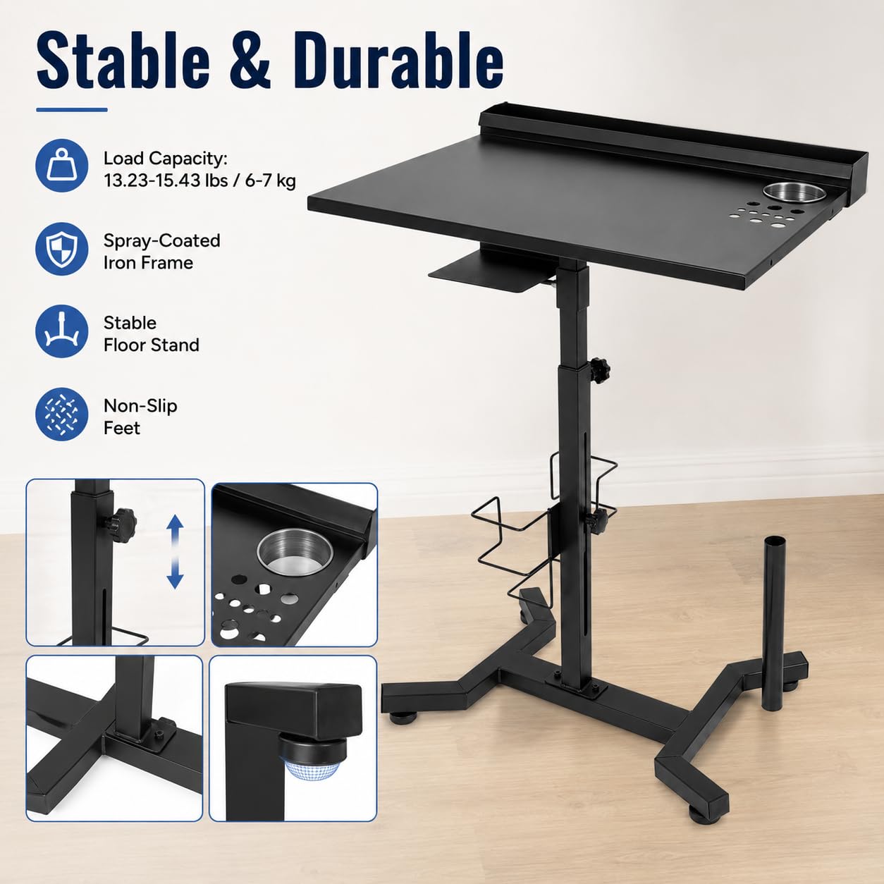 Station de Travail de Tatouage Plateau de Salon Hauteur Réglable 68-92cm Tablette Coiffure A Roulette Portable Mobile Chariot De Rangement,pour La Maison, Salon De Coiffure, Tatouage