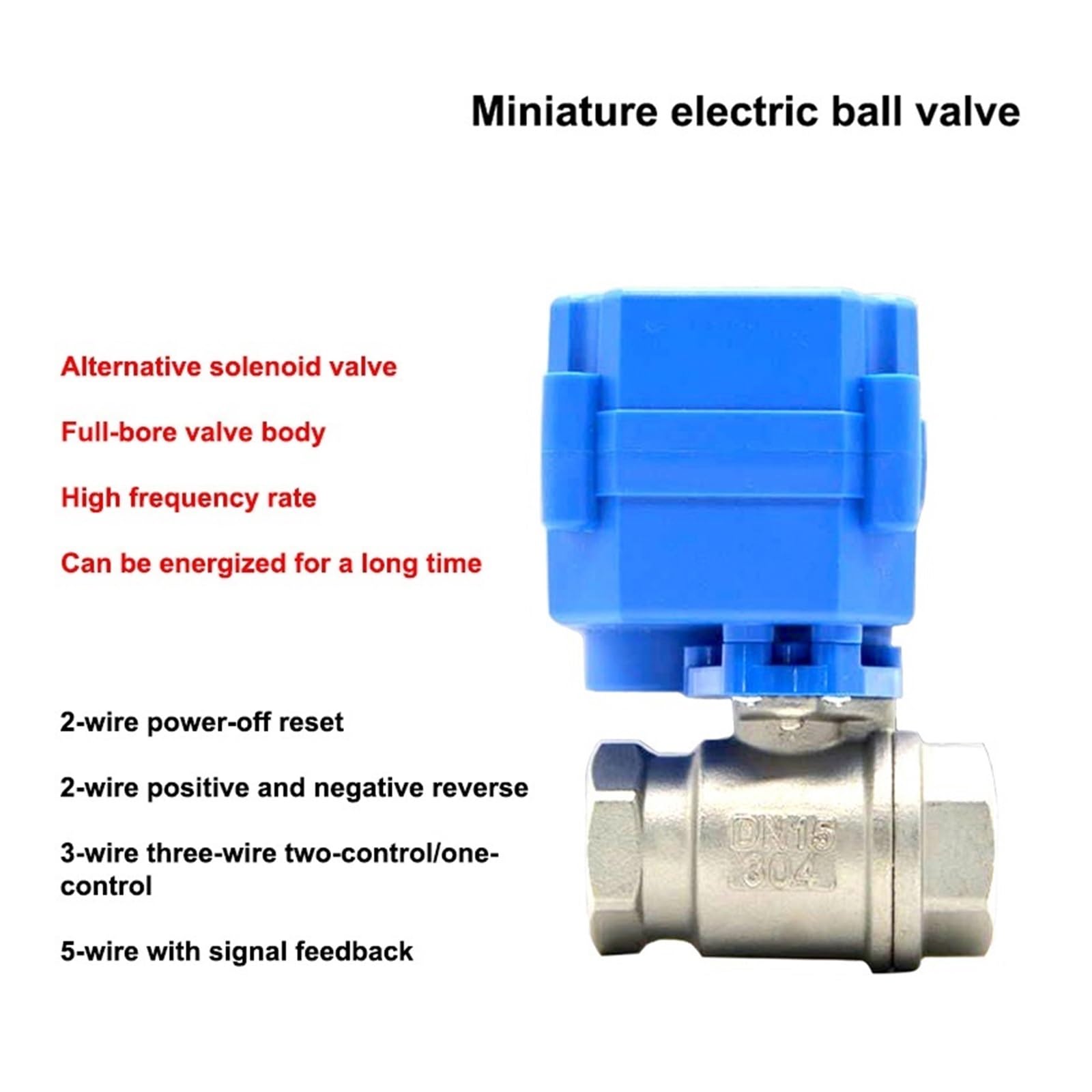 DN15 DN20 DN25 Zawór kulowy z napędem 2-drogowy elektryczny zawór kulowy ze stali nierdzewnej 2-przewodowy siłownik elektryczny AC/DC 9-24 V(1/4",ADC9-24V_CR01)