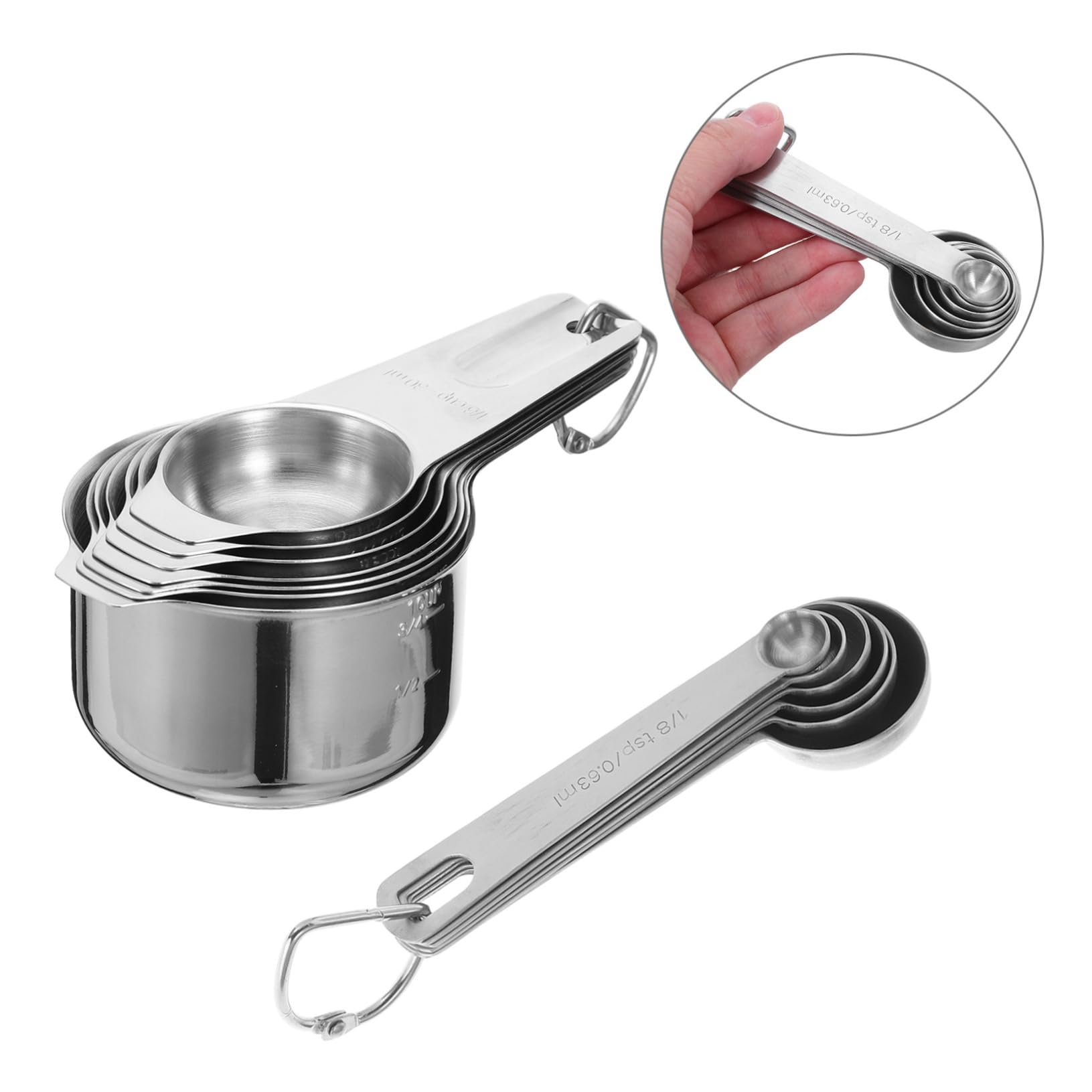 UKCOCO 2 Ensembles Ensemble D'outils De Mesure Cuisine Tasses à Mesurer Cuillère à Café En Poudre Ustensiles De Cuisine Cuillères à Mesurer Acier Inoxydable