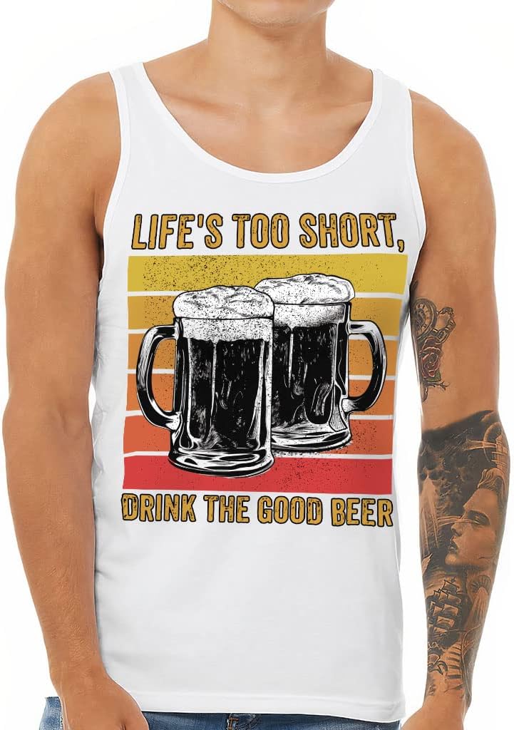 Beer Print Tank - Retro Print Workout Tank - Graphic Jersey Tank